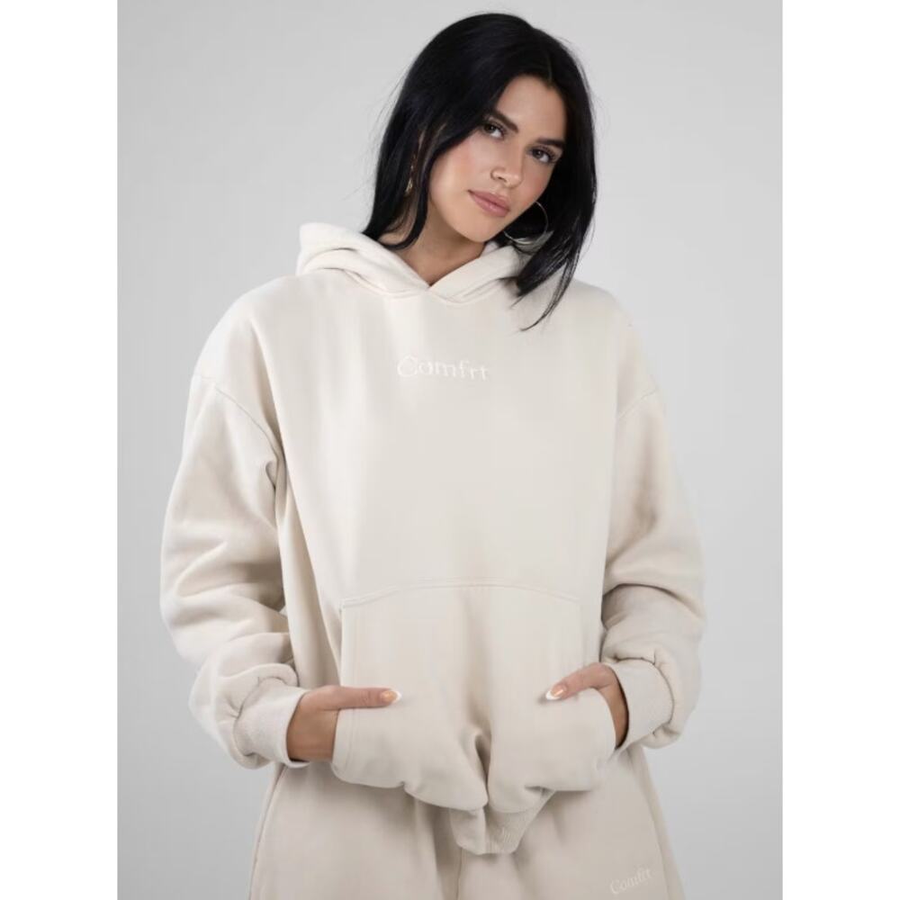 COMFRT Bone White Signature Hoodie Sweatshirt Oversized Pullover Women's L